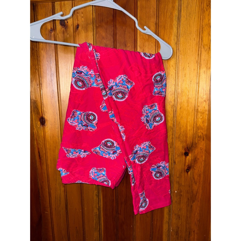 LuLaRoe Tall & Curvy TC‎ pink Paisley camera Print Leggings Soft Stretch Pants